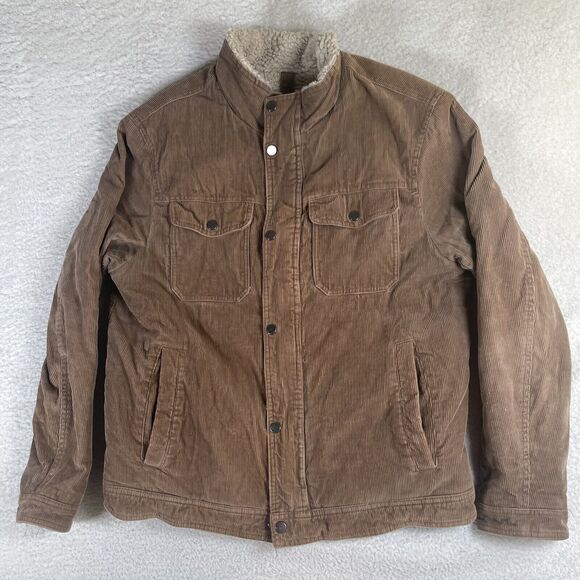 Rainforest Jacket Mens Medium Brown Corduroy Cotton Outdoor Sherpa Lined Trucker - Picture 1 of 16